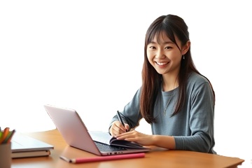 中学生がテストの為に縄文時代を効率的な勉強法をしている写真1
