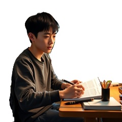 中学生がテストの為に縄文時代を効率的な勉強法をしている写真2