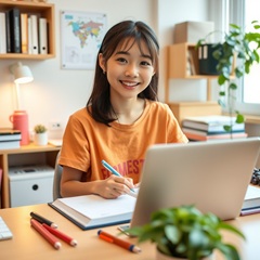 中学生がテストの為に縄文時代を効率的な勉強法をしている写真7