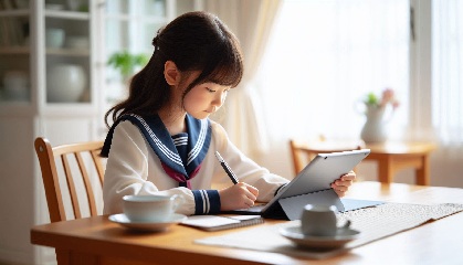 リビング学習で小学生が英語を効率的な勉強方法をしている写真6