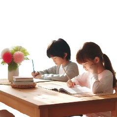宿題をしなかった小学生がリビング学習で勉強をしている写真4
