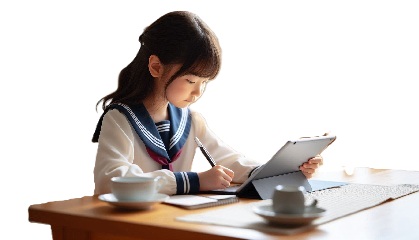 宿題をしなかった小学生がリビング学習で勉強をしている写真7