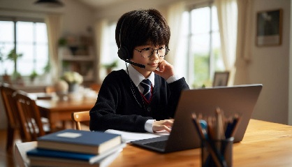 小学生が苦手な科目をリビング学習で克服している写真