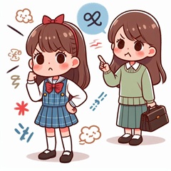 小学生が親に口答えをしているイラスト1