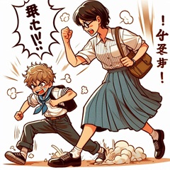 小学生が親に口答えをしているイラスト2
