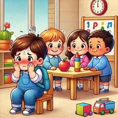 人見知りの小学生のイラスト2
