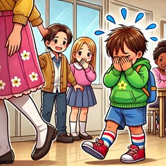 人見知りの小学生のイラスト3