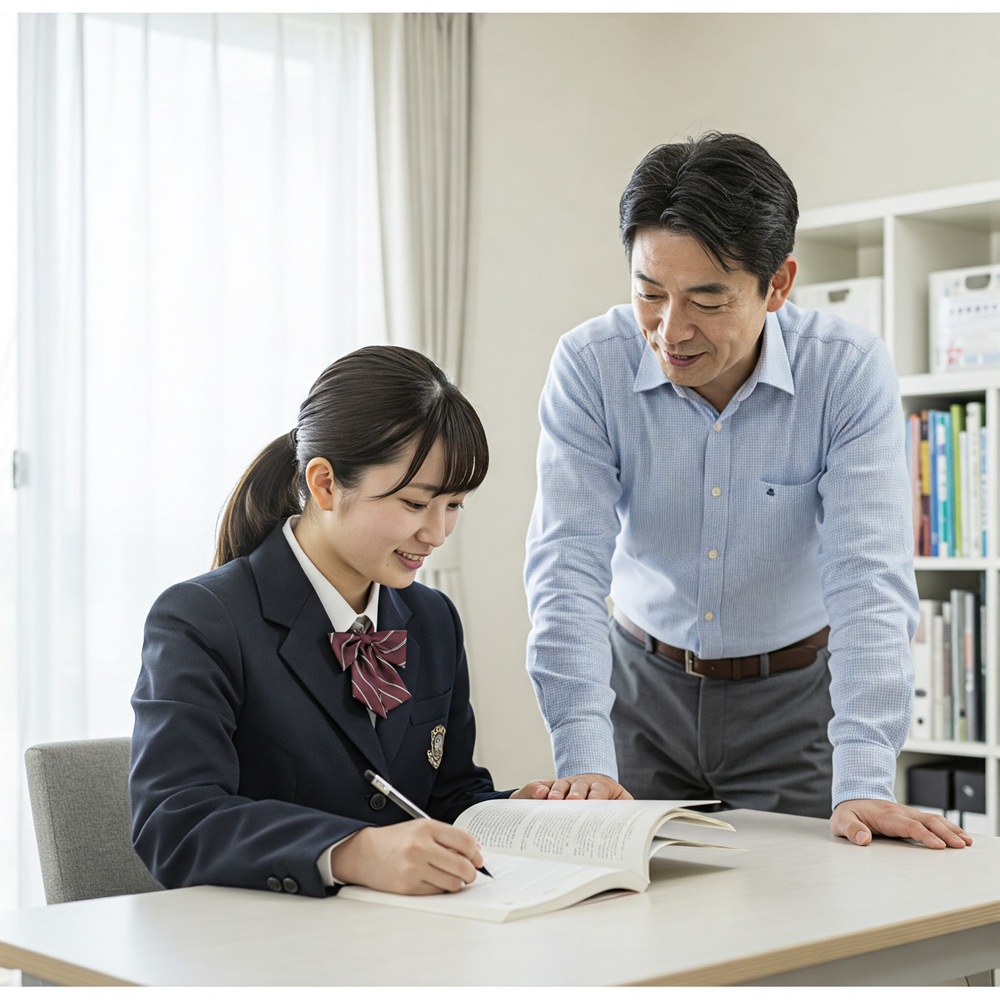 成績を上げる塾で勉強を教えて貰っている画像