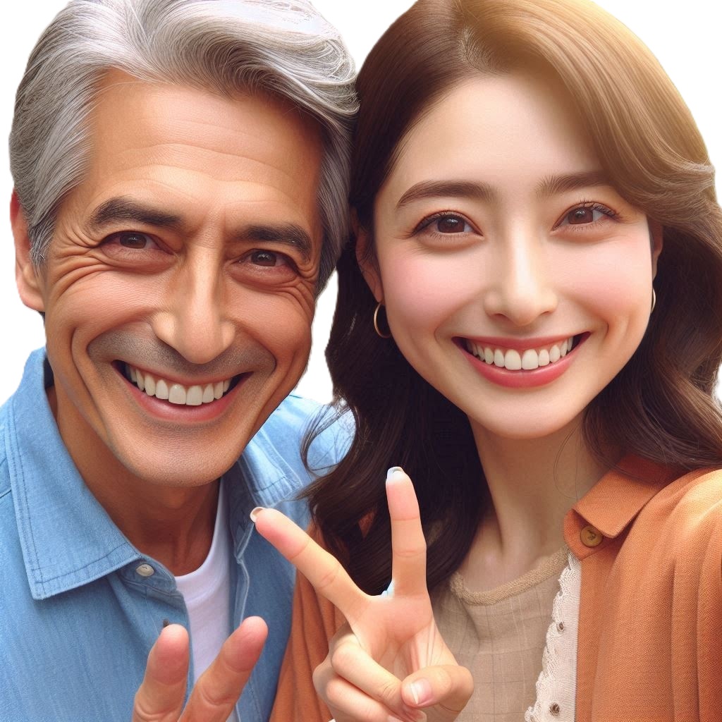 年の差がある男女がデートをしている画像