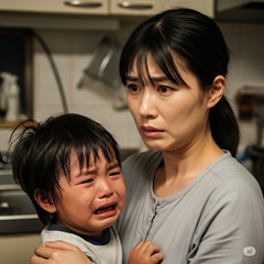 子育てのストレスに困っている母親の画像