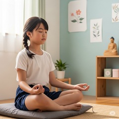 １０歳の女の子がメンタルトレーニングをしている画像