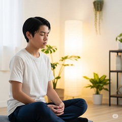 １5歳の男の子がメンタルトレーニングをしている画像