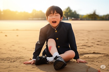 小学生の１２歳の男の子がいじめられて泣いている画像