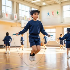 体育が苦手な小学生の男の子が縄跳びが出来るようになった画像