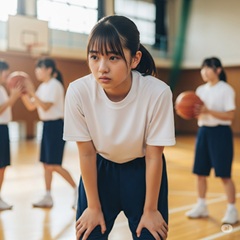 体育が嫌い・苦手の女子中学生がバスケットボールで困っている画像