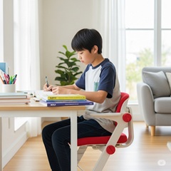 子供が【moji】のYIPPYを使ってリビング学習をしている画像