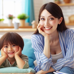 専業主婦と子供の画像