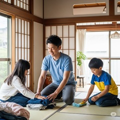 夫が家事をしている画像