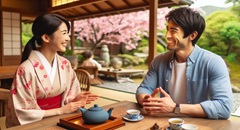 東京都内の婚活で出会った男女がデートをしている画像