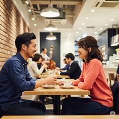 マリッシュで再婚活をしている男性と女性がデートをしている画像