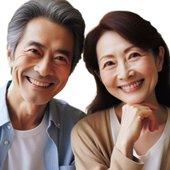 熟年婚活でデートをしている男女の画像