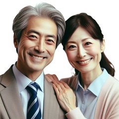 熟年婚活で結婚した50代の男女の画像