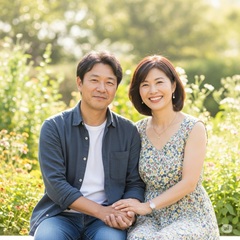50代の男女がレストランで乾杯している様子