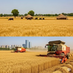 インドや中国では小麦も多く生産をイメージした画像