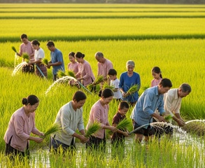大家族制度や地域コミュニティの結びつきをイメージした画像