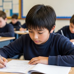 アウトプットに苦労している中学生のイメージ