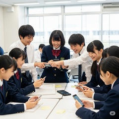 スマートフォンを学習ツールとして活用する中学生のイメージ画像