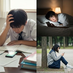 スマホを持つことのデメリットをイメージした画像