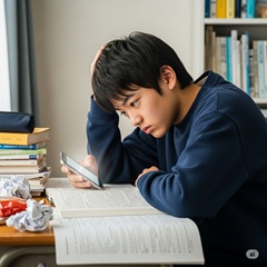 スマホばかりで勉強をしない中学生の画像