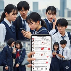 日本の中学生におけるSNSトラブルの画像