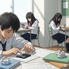 スマホ依存症に苦しむ日本の中学生の画像
