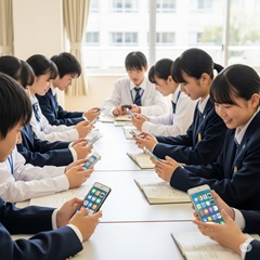 スマホが中学生の「勉強」を大きく変える可能性を秘めている様子をイメージした画像