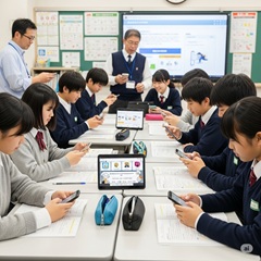スマホが中学生の情報リテラシー習得に貢献するメカニズムのイメージ画像