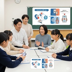 保護者ができること：中学生の情報リテラシーを育むためのイメージ画像