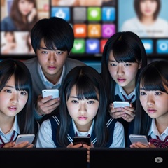 スマホ犯罪のリスクに直面する日本の中学生のイメージ画像