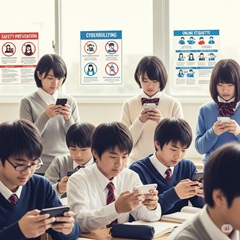 中学生のスマホ利用とリスクの共存のイメージ画像