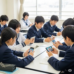 中学生に「スマホ」での「動画学習」のイメージ画像