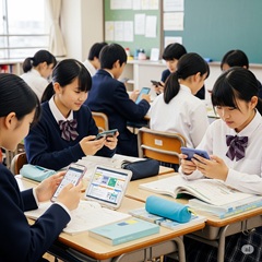 中学生がスマートフォンを使って情報収集能力を向上させているイメージ画像