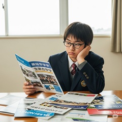 志望校を選んでいる中3の高校受験生のイメージ画像