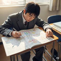 高校受験合格へ導く学習戦略を立てている日本の中学３年生のイメージ画像