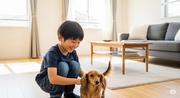 「ありがとう」や「ごめんね」を育む、犬との絆のイメージ画像