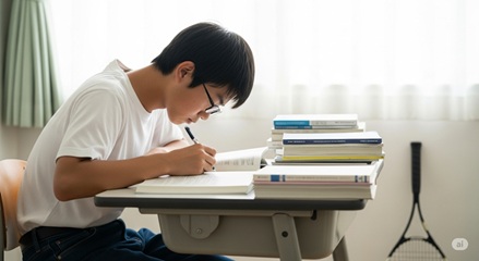 テニス部引退後、得意科目をさらに伸ばして合格したC先輩のケース（テニス部・引退7月下旬）のイメージ画像