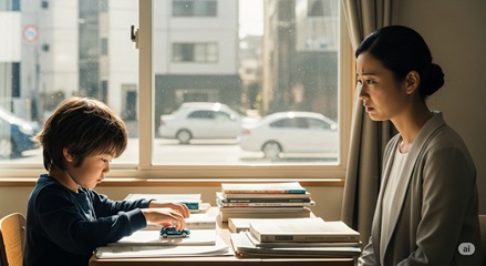 勉強しない子どもに悩む親のイラスト