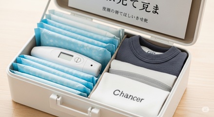 乳幼児との外出時に役立つ緊急時対策グッズの集合写真
