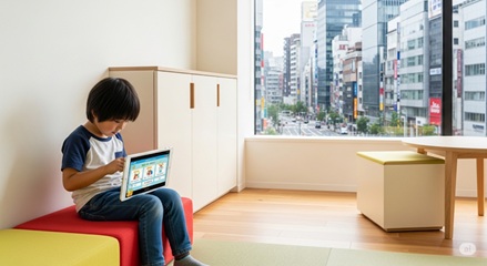 知育タブレットで遊ぶ子ども
