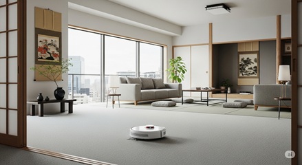 自動お掃除ロボットが動いている部屋のイメージ